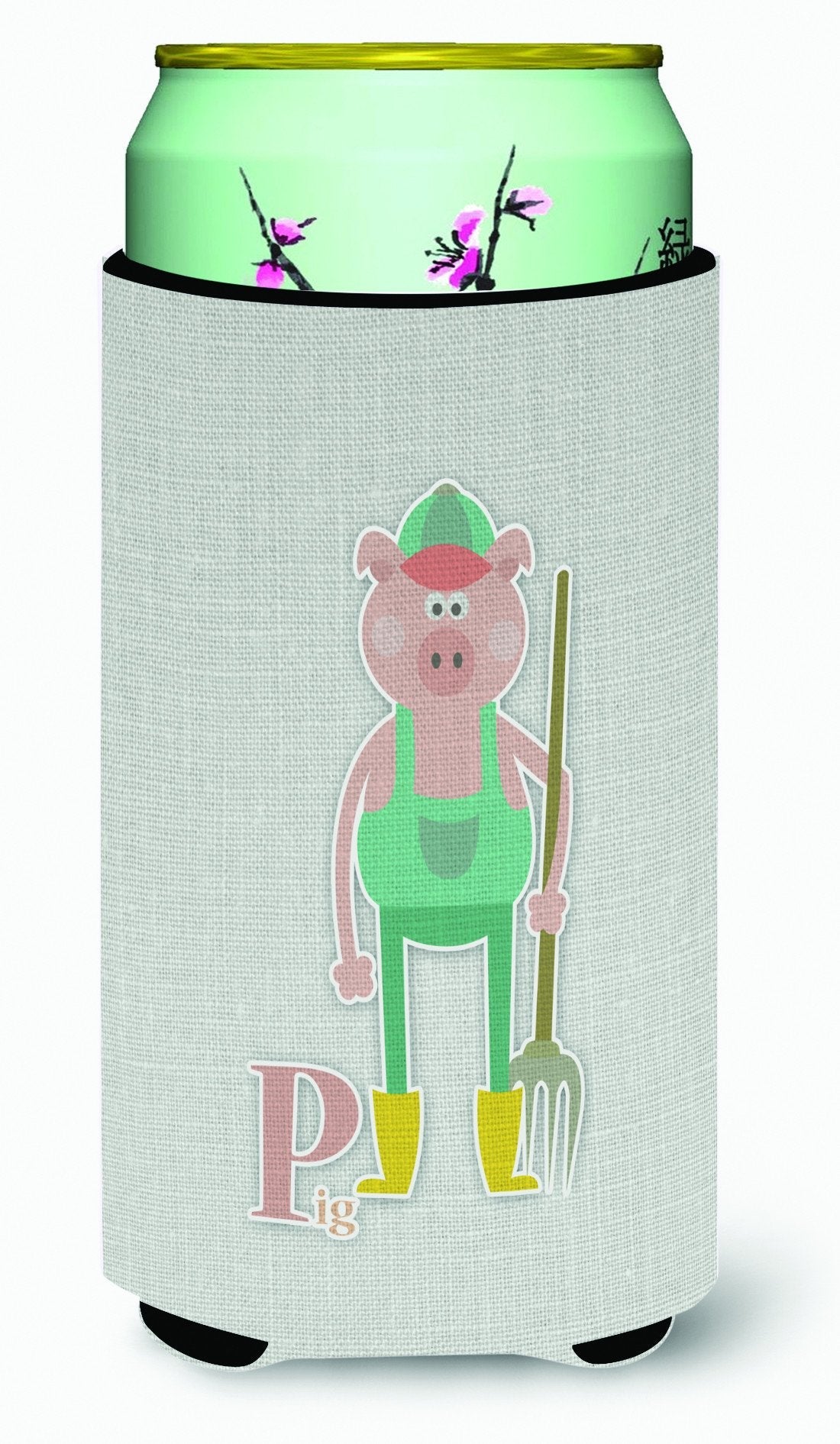 Alphabet P for Pig Tall Boy Hugger Can Cooler Sleeve Machine Washable Drink Collapsible Insulator Beverage Insulated Holder