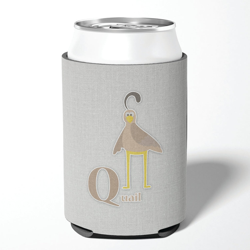 Alphabet Q for Quail Can or Bottle Hugger Cooler Sleeve for Standard 12 oz Cans, Insulated Foam Beer & Soda Can Hugger Reusable