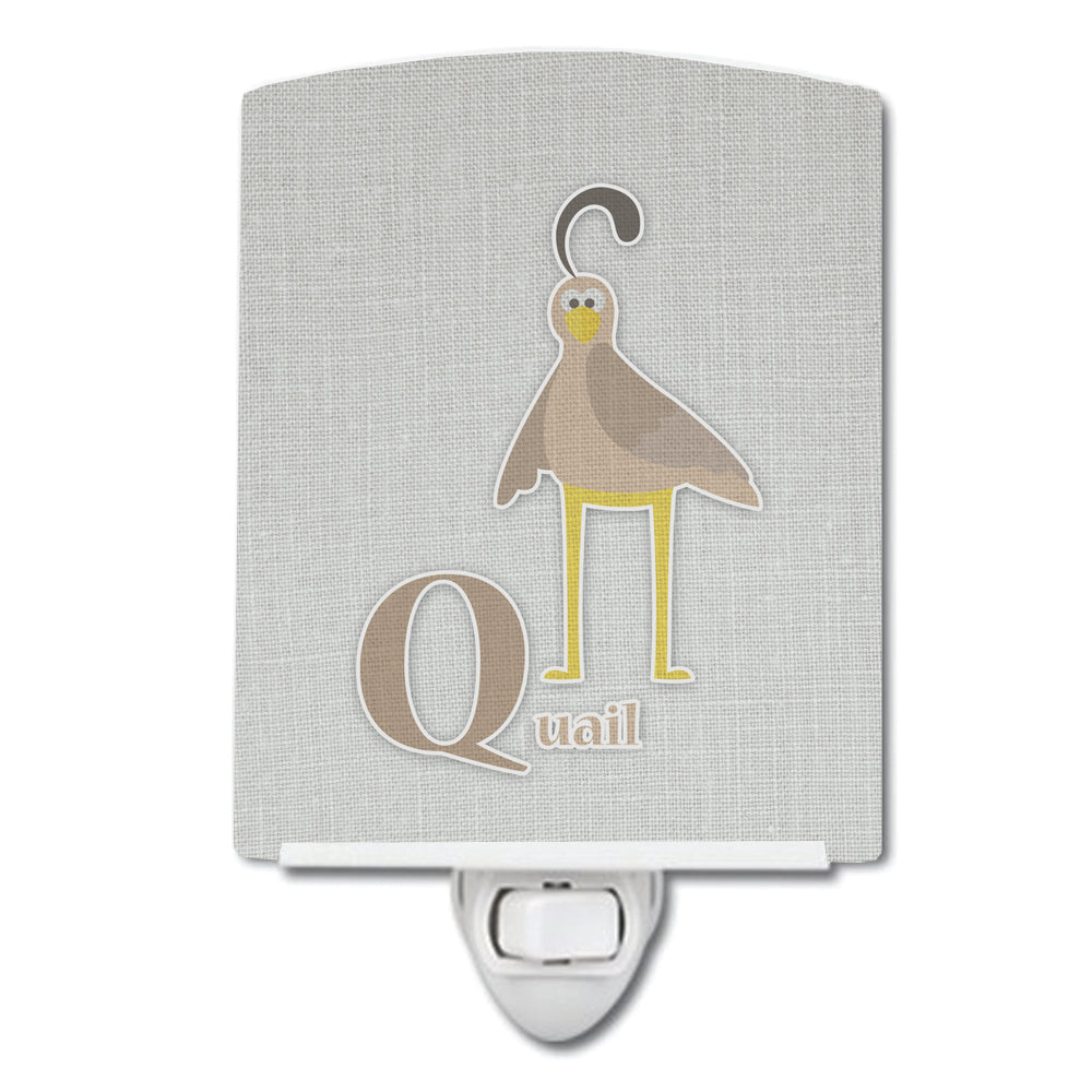 Alphabet Q for Quail Ceramic Night Light Compact, UL-Certified, Ideal for Bedroom, Bathroom, Nursery, Hallway, Kitchen, 6x4x3, Multicolor