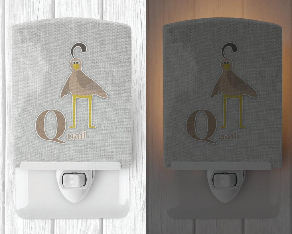 Alphabet Q for Quail Ceramic Night Light Compact, UL-Certified, Ideal for Bedroom, Bathroom, Nursery, Hallway, Kitchen, 6x4x3, Multicolor