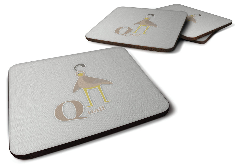 Alphabet Q for Quail Foam Coasters Set of 4 Cup Coasters for Indoor Outdoor, Tabletop Protection, Anti Slip, Mouse pad Material