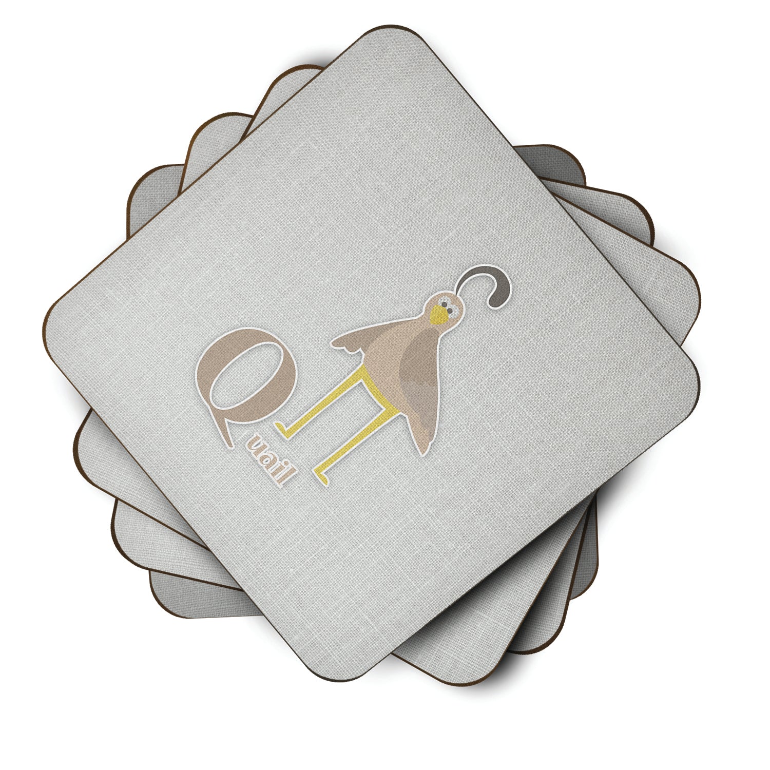 Alphabet Q for Quail Foam Coasters Set of 4 Cup Coasters for Indoor Outdoor, Tabletop Protection, Anti Slip, Mouse pad Material