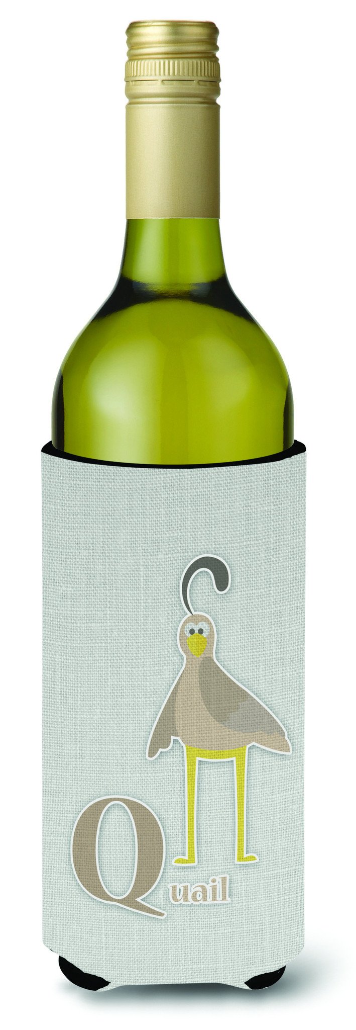 Alphabet Q for Quail Wine Bottle Hugger Gift Sleeve for Standard 750 ml Bottles, Insulated Reusable Also Fits Mini Shot & Pint Bottles