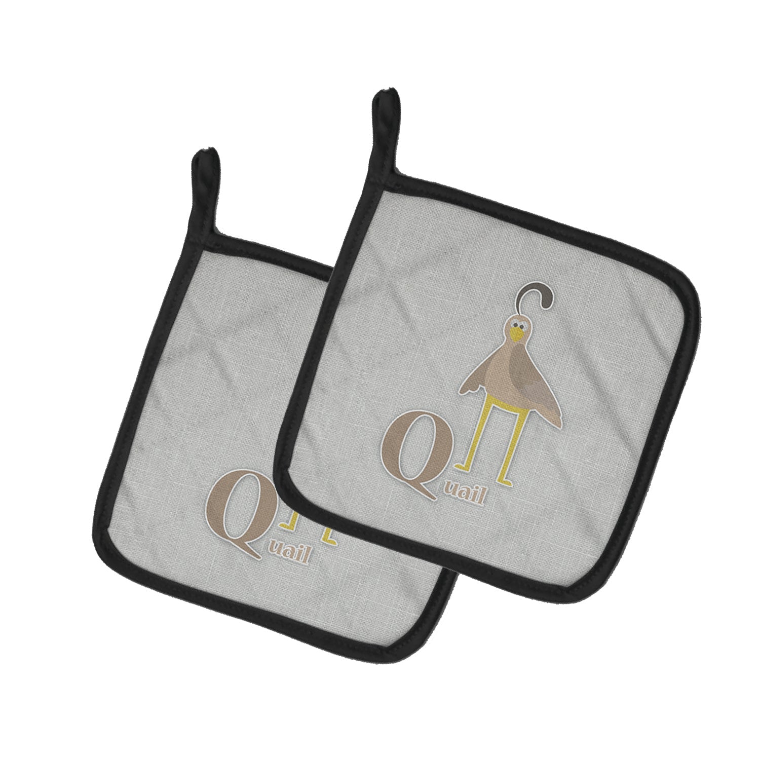 Alphabet Q for Quail Pot Holder Set of 2 Heat Resistant Quilted Hot Pads 7.5 x 7.5 Inch, Insulated Kitchen Trivets for Cooking & Baking
