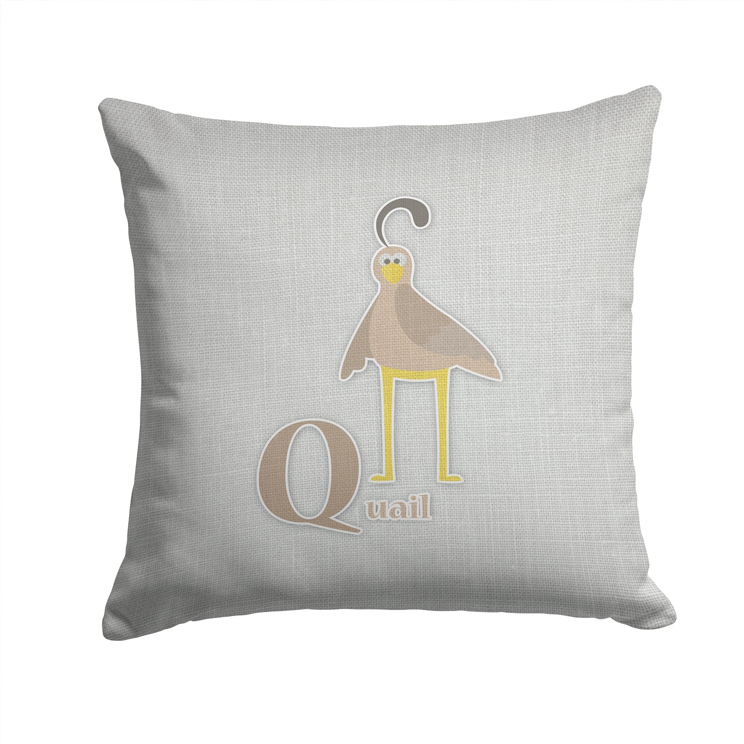 Alphabet Q for Quail Decorative Throw Pillow 14x14 Indoor Outdoor Accent Cushion, Fabric Cover with Insert for Sofa, Bed, Porch & Living Room