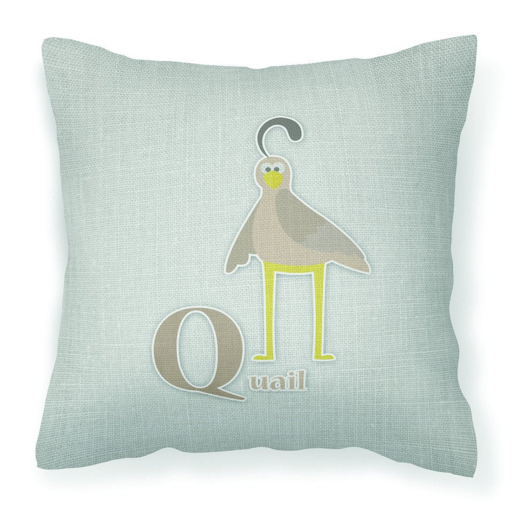 Alphabet Q for Quail Decorative Throw Pillow 18x18 Indoor Outdoor Accent Cushion, Fabric Cover with Insert for Sofa, Bed, Porch & Living Room