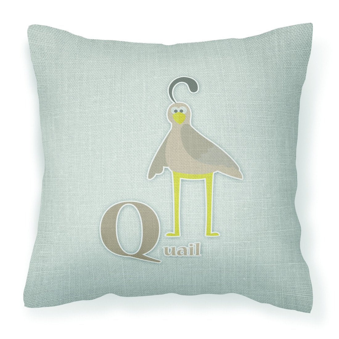 Alphabet Q for Quail Decorative Throw Pillow 18x18 Indoor Outdoor Accent Cushion, Fabric Cover with Insert for Sofa, Bed, Porch & Living Room