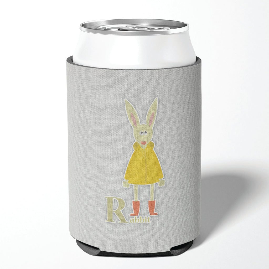 Alphabet R for Rabbit Can or Bottle Hugger Cooler Sleeve for Standard 12 oz Cans, Insulated Foam Beer & Soda Can Hugger Reusable