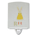 Alphabet R for Rabbit Ceramic Night Light Compact, UL-Certified, Ideal for Bedroom, Bathroom, Nursery, Hallway, Kitchen, 6x4x3, Multicolor