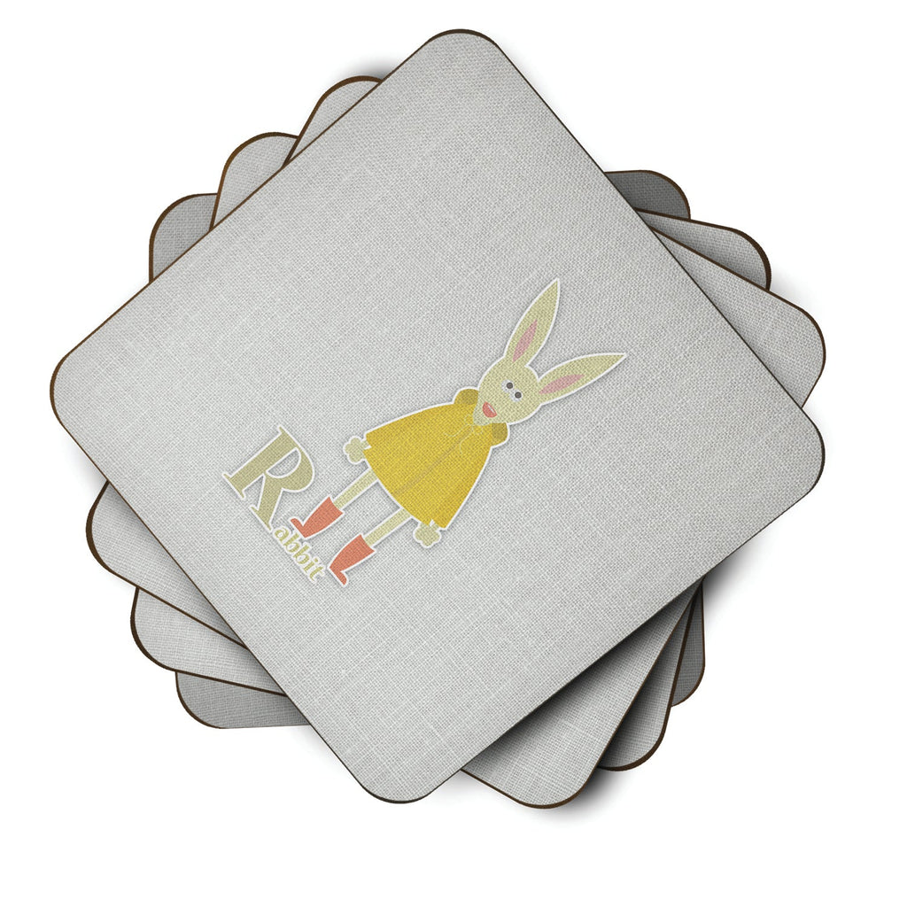 Alphabet R for Rabbit Foam Coasters Set of 4 Cup Coasters for Indoor Outdoor, Tabletop Protection, Anti Slip, Mouse pad Material