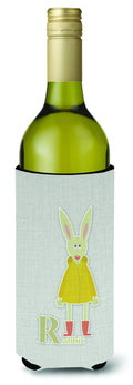 Alphabet R for Rabbit Wine Bottle Hugger Gift Sleeve for Standard 750 ml Bottles, Insulated Reusable Also Fits Mini Shot & Pint Bottles
