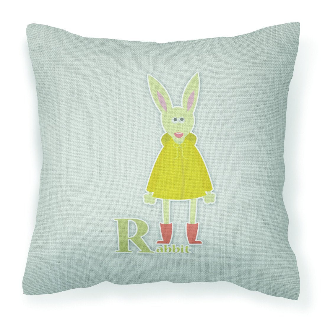 Alphabet R for Rabbit Decorative Throw Pillow 18x18 Indoor Outdoor Accent Cushion, Fabric Cover with Insert for Sofa, Bed, Porch & Living Room