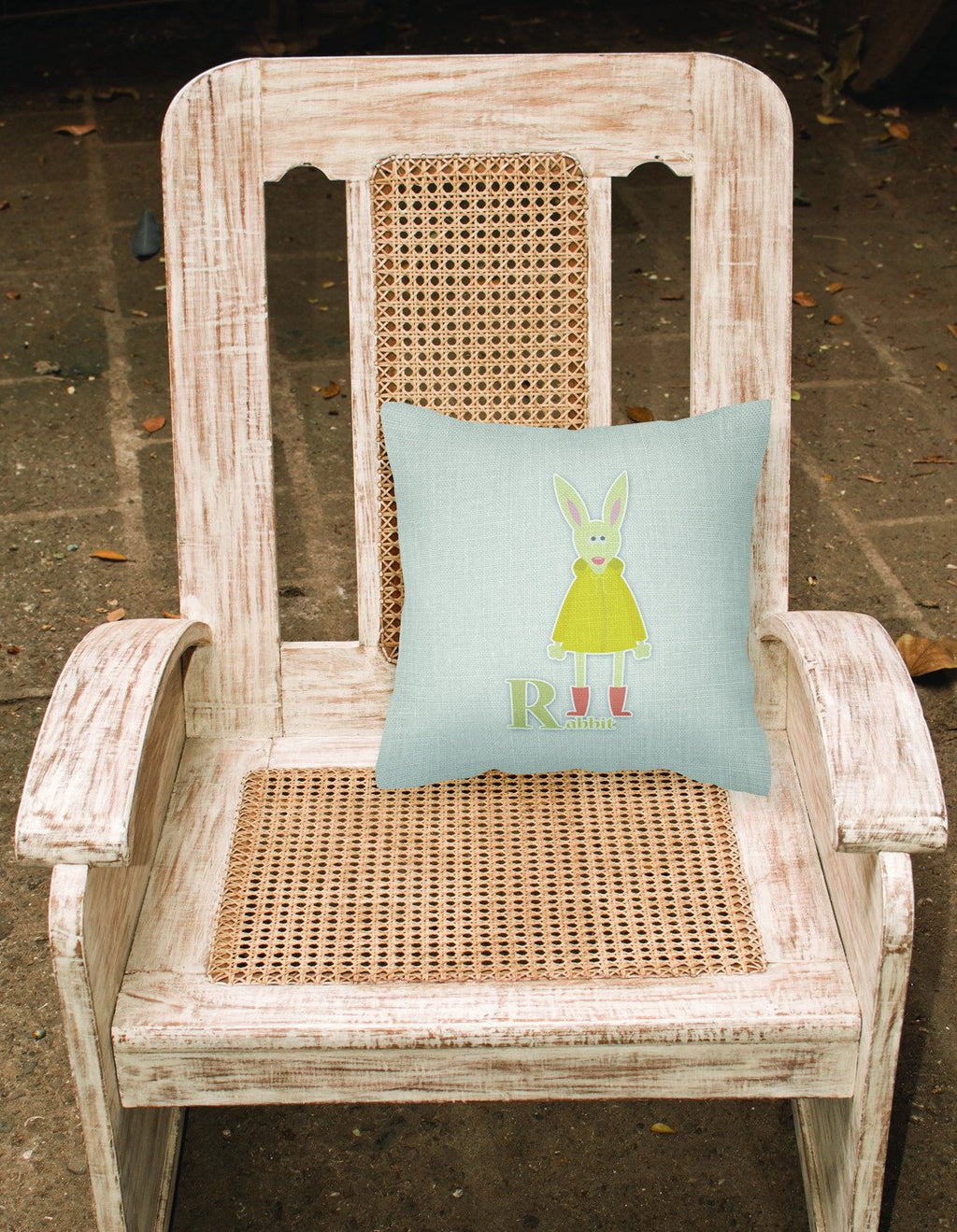 Alphabet R for Rabbit Decorative Throw Pillow 18x18 Indoor Outdoor Accent Cushion, Fabric Cover with Insert for Sofa, Bed, Porch & Living Room