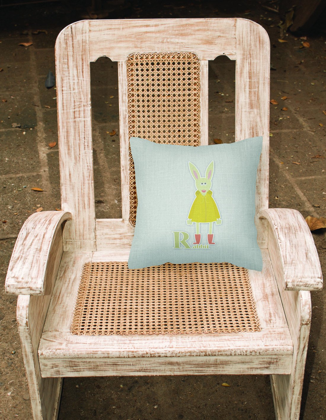 Alphabet R for Rabbit Decorative Throw Pillow 18x18 Indoor Outdoor Accent Cushion, Fabric Cover with Insert for Sofa, Bed, Porch & Living Room