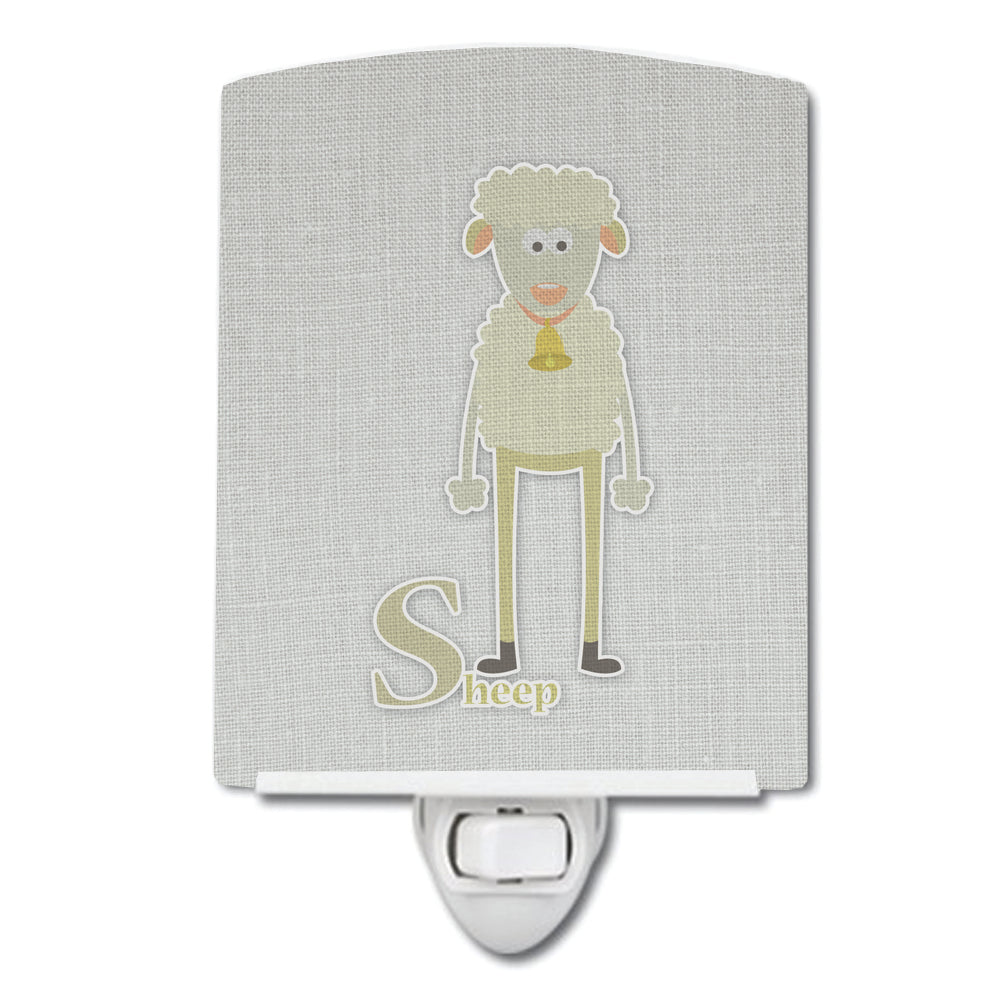 Alphabet S for Sheep Ceramic Night Light Compact, UL-Certified, Ideal for Bedroom, Bathroom, Nursery, Hallway, Kitchen, 6x4x3, Multicolor