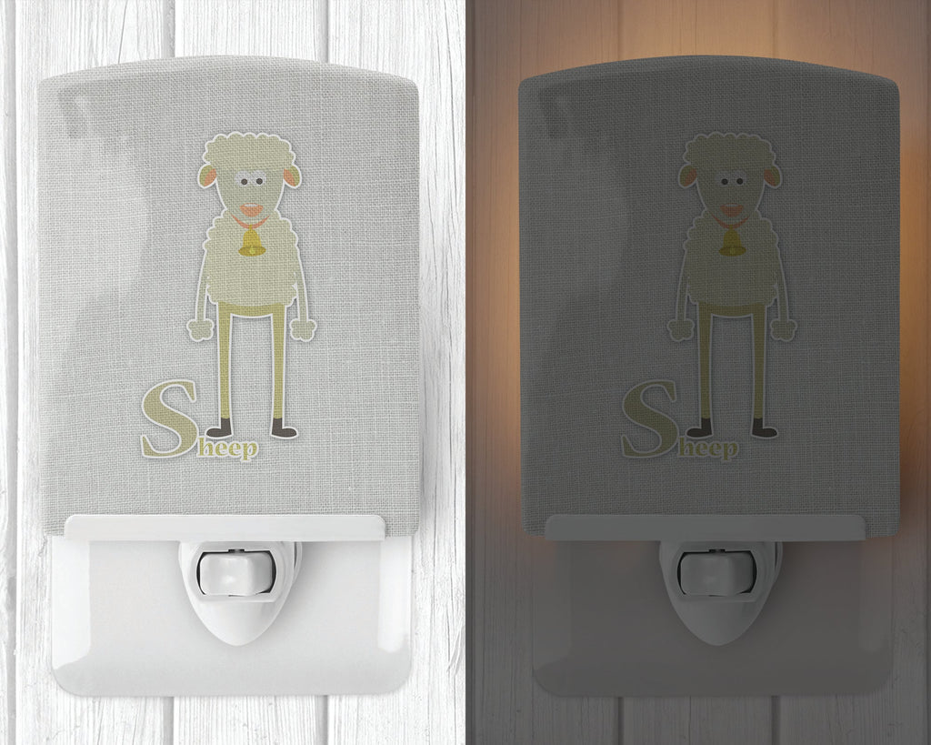 Alphabet S for Sheep Ceramic Night Light Compact, UL-Certified, Ideal for Bedroom, Bathroom, Nursery, Hallway, Kitchen, 6x4x3, Multicolor