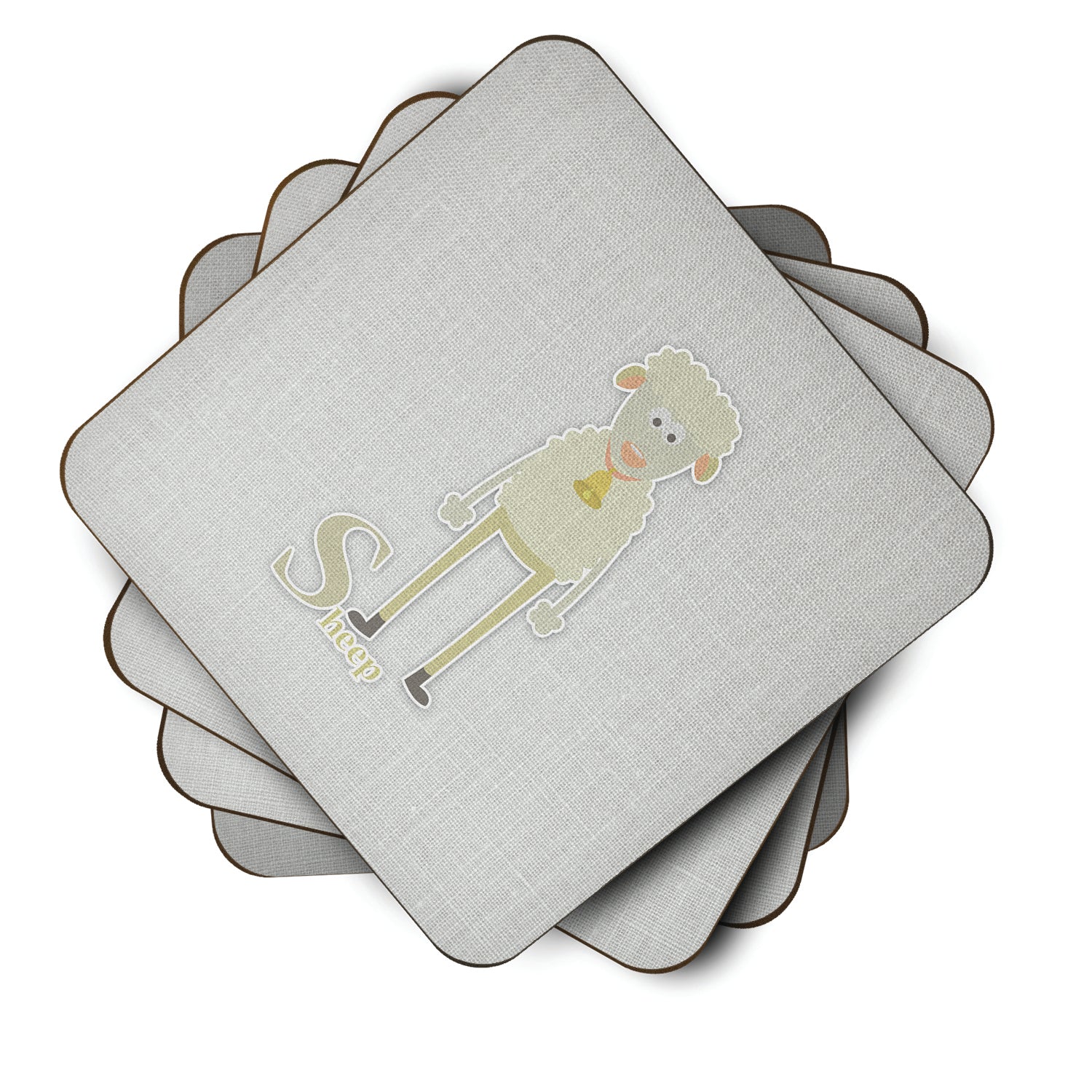Alphabet S for Sheep Foam Coasters Set of 4 Cup Coasters for Indoor Outdoor, Tabletop Protection, Anti Slip, Mouse pad Material