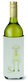 Alphabet S for Sheep Wine Bottle Hugger Gift Sleeve for Standard 750 ml Bottles, Insulated Reusable Also Fits Mini Shot & Pint Bottles