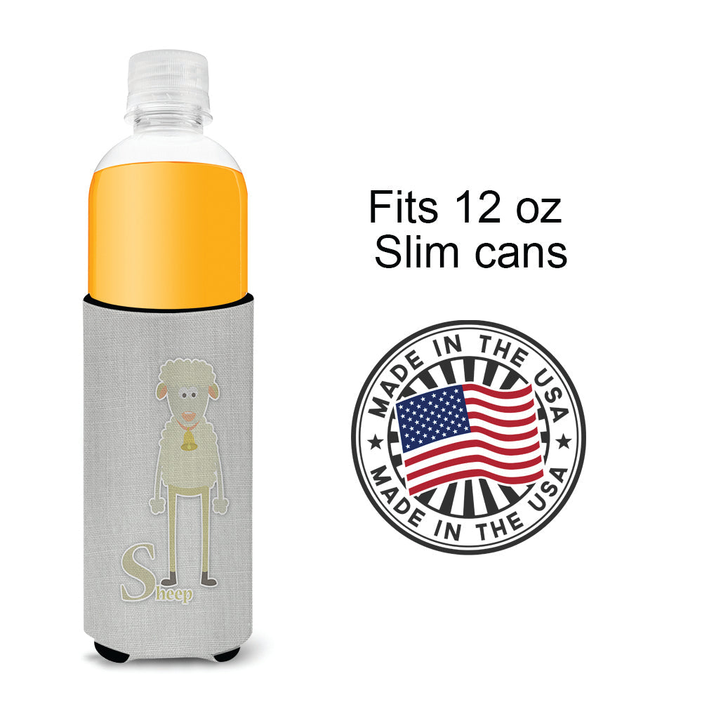 Alphabet S for Sheep Slim Can Hugger , Insulated Foam Hugger for 12 oz Slim Cans, Beer Bottles & Water Bottles, Printed in USA