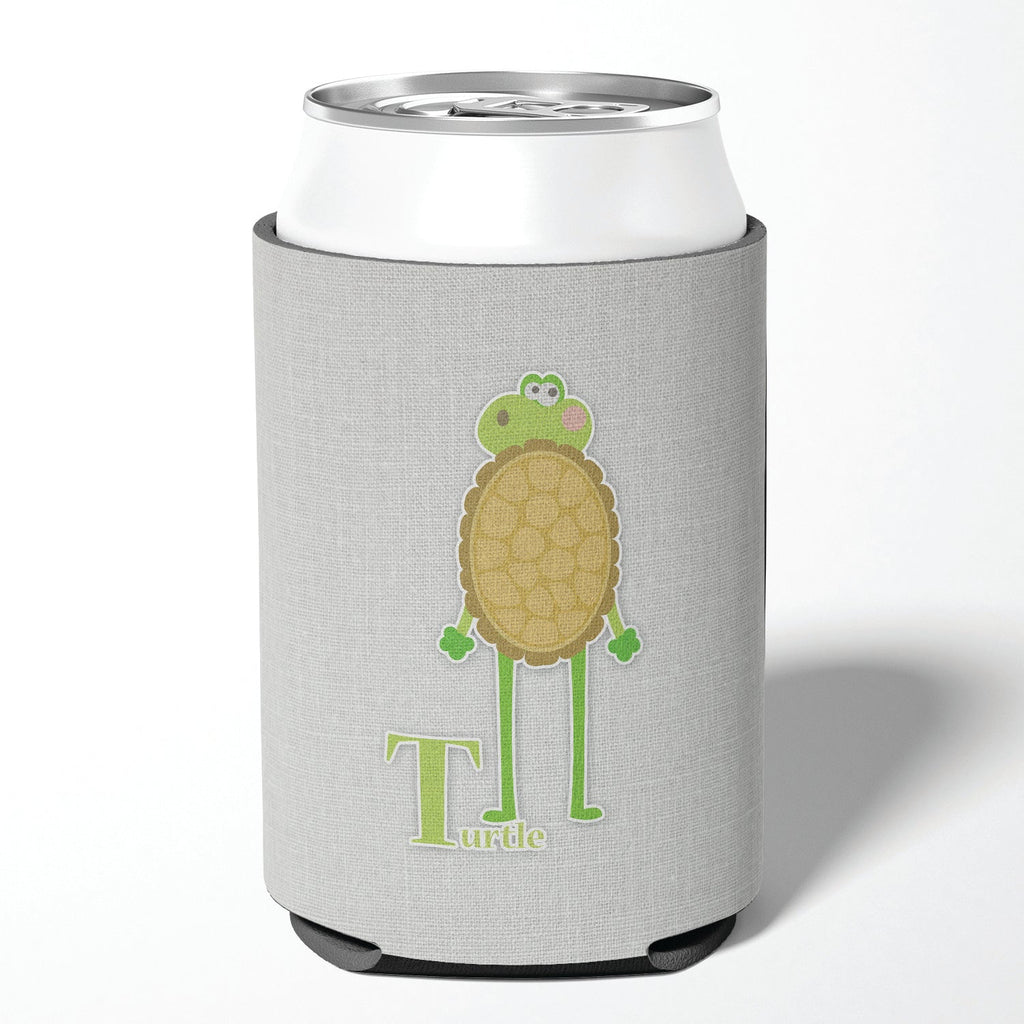 Alphabet T for Turtle Can or Bottle Hugger Cooler Sleeve for Standard 12 oz Cans, Insulated Foam Beer & Soda Can Hugger Reusable