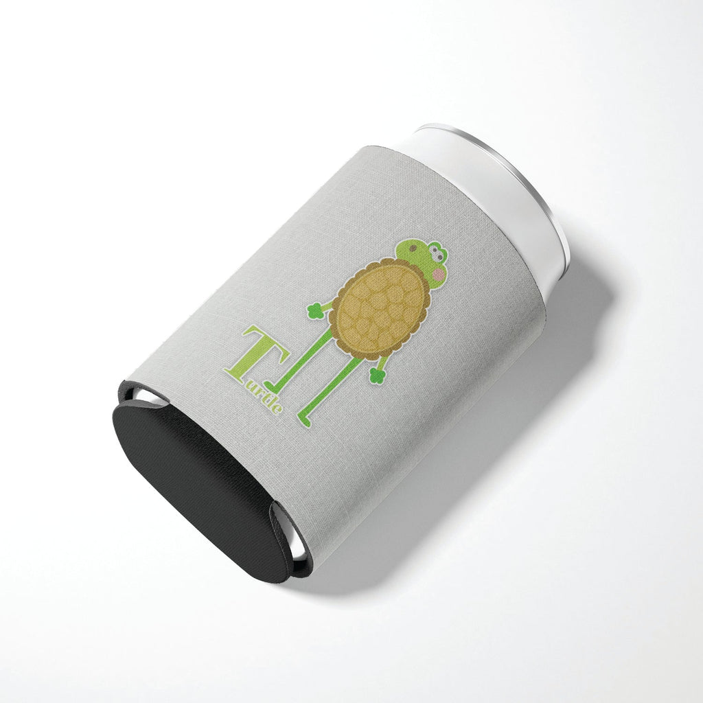 Alphabet T for Turtle Can or Bottle Hugger Cooler Sleeve for Standard 12 oz Cans, Insulated Foam Beer & Soda Can Hugger Reusable