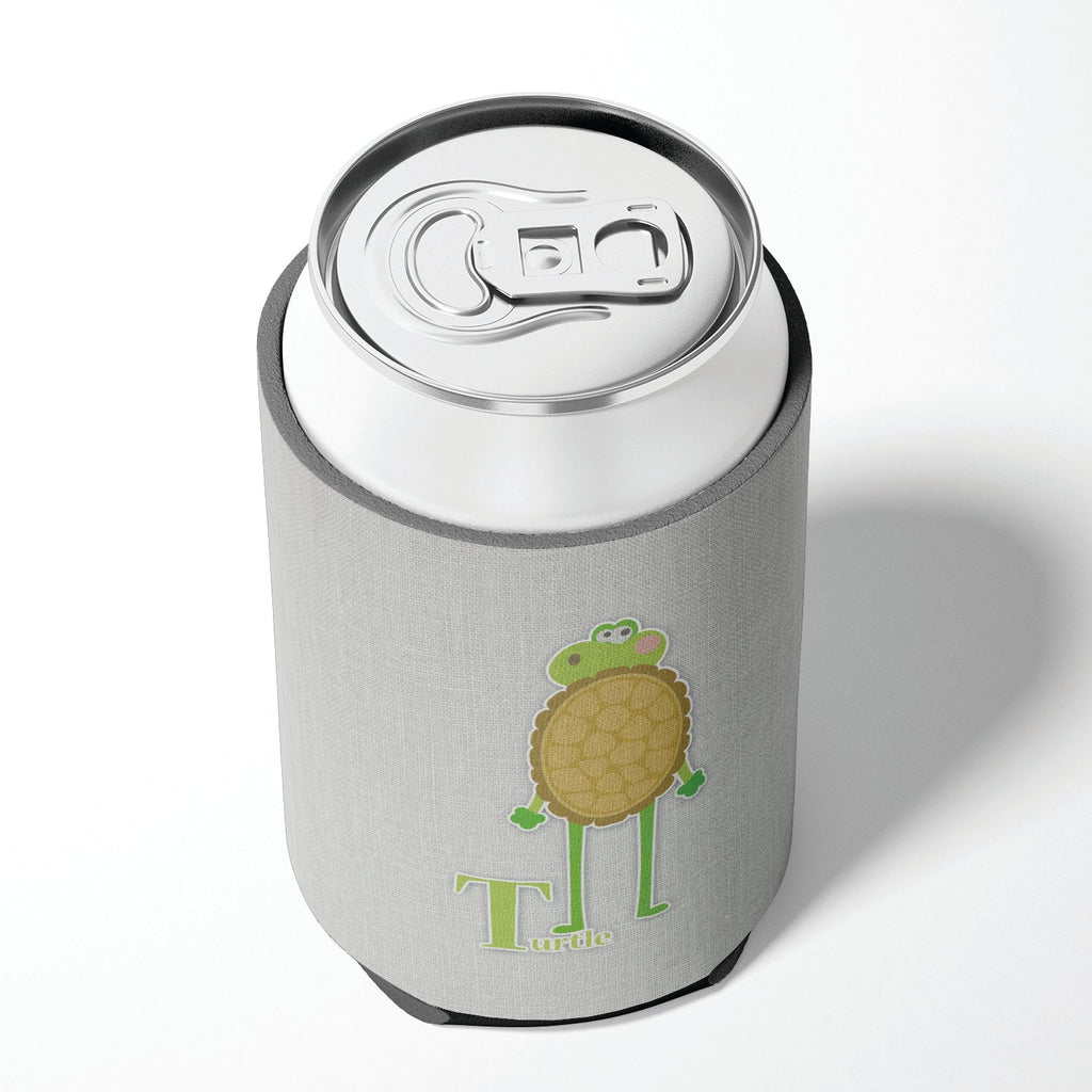 Alphabet T for Turtle Can or Bottle Hugger Cooler Sleeve for Standard 12 oz Cans, Insulated Foam Beer & Soda Can Hugger Reusable