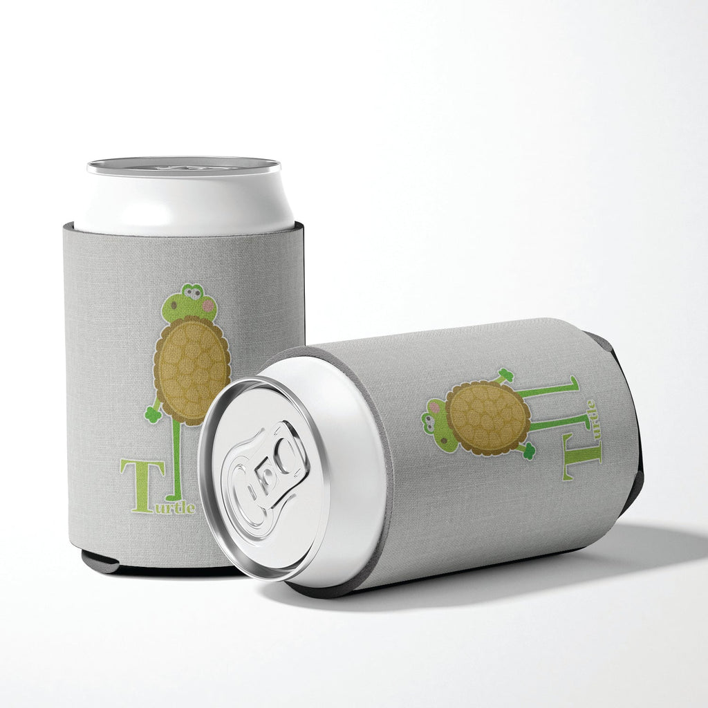 Alphabet T for Turtle Can or Bottle Hugger Cooler Sleeve for Standard 12 oz Cans, Insulated Foam Beer & Soda Can Hugger Reusable