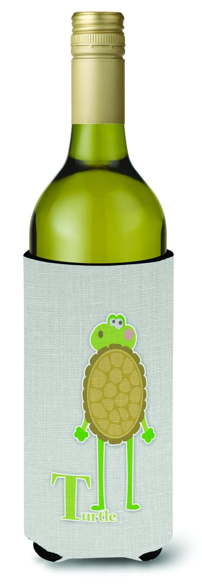 Alphabet T for Turtle Wine Bottle Hugger Gift Sleeve for Standard 750 ml Bottles, Insulated Reusable Also Fits Mini Shot & Pint Bottles