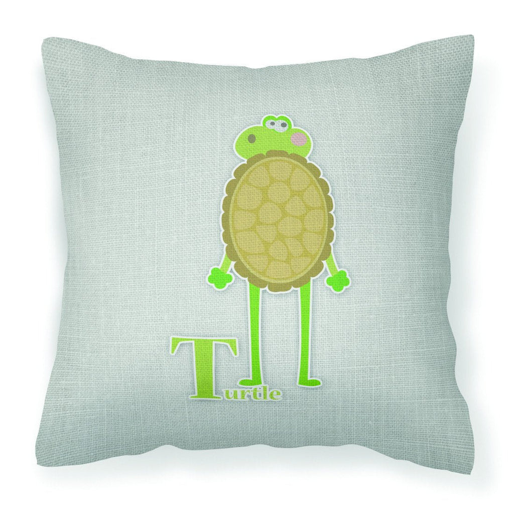 Alphabet T for Turtle Decorative Throw Pillow 18x18 Indoor Outdoor Accent Cushion, Fabric Cover with Insert for Sofa, Bed, Porch & Living Room