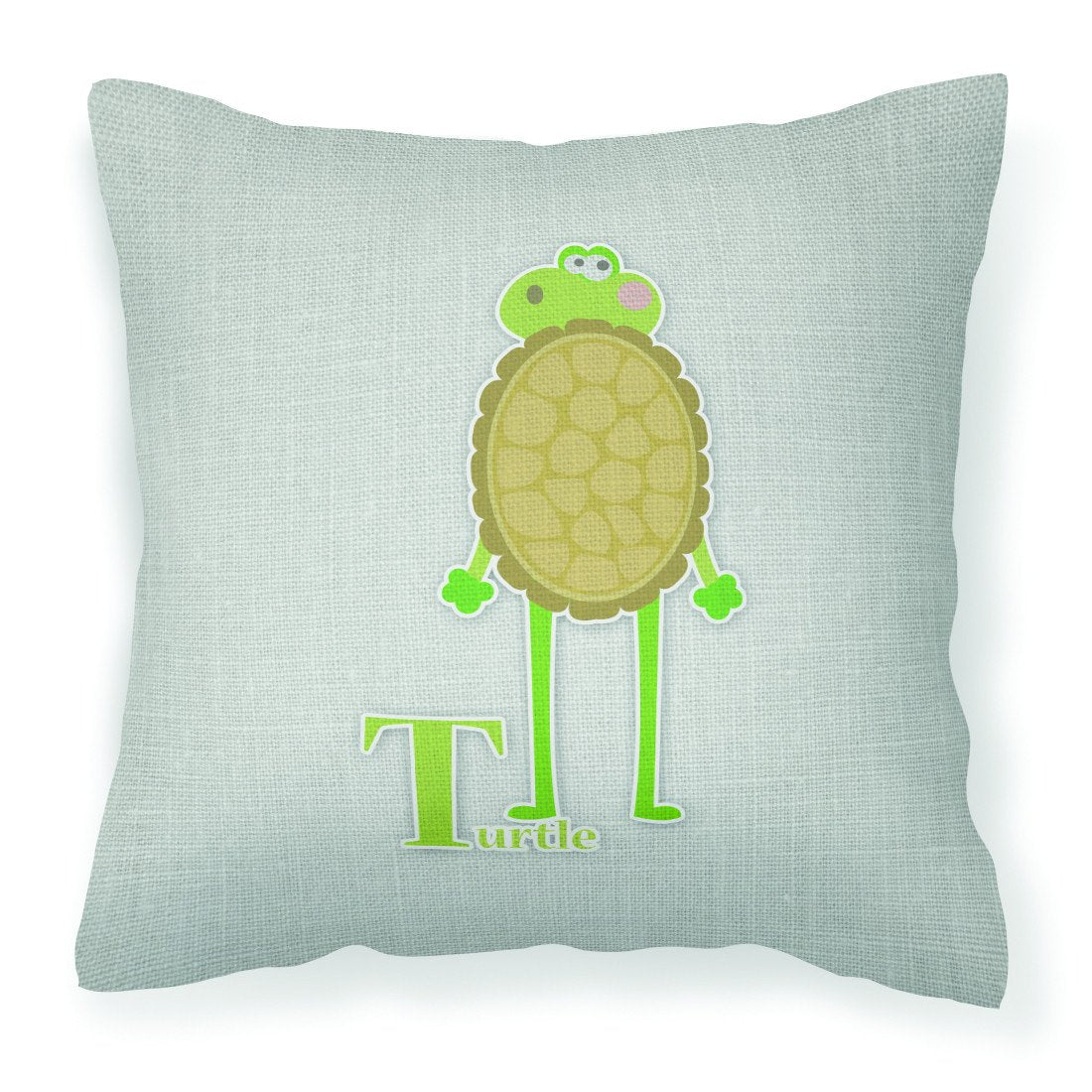Alphabet T for Turtle Decorative Throw Pillow 18x18 Indoor Outdoor Accent Cushion, Fabric Cover with Insert for Sofa, Bed, Porch & Living Room