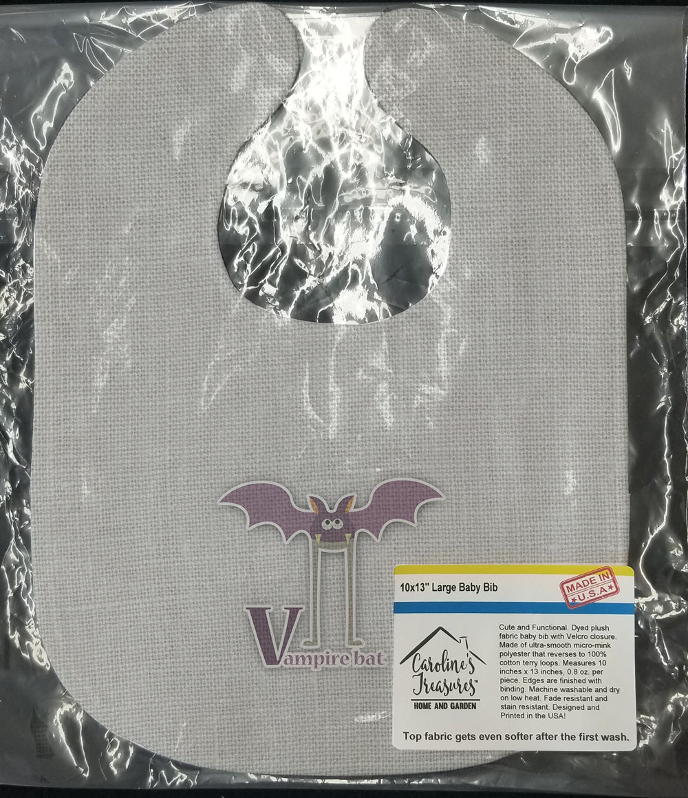 Alphabet V for Vampire Bat Baby Bib Easy-Clean Baby Bib Baby Feeding Accessory Baby Mealtime Essential, 10 x 13, Multicolor