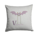 Alphabet V for Vampire Bat Decorative Throw Pillow 14x14 Indoor Outdoor Accent Cushion, Fabric Cover with Insert for Sofa, Bed, Porch & Living Room