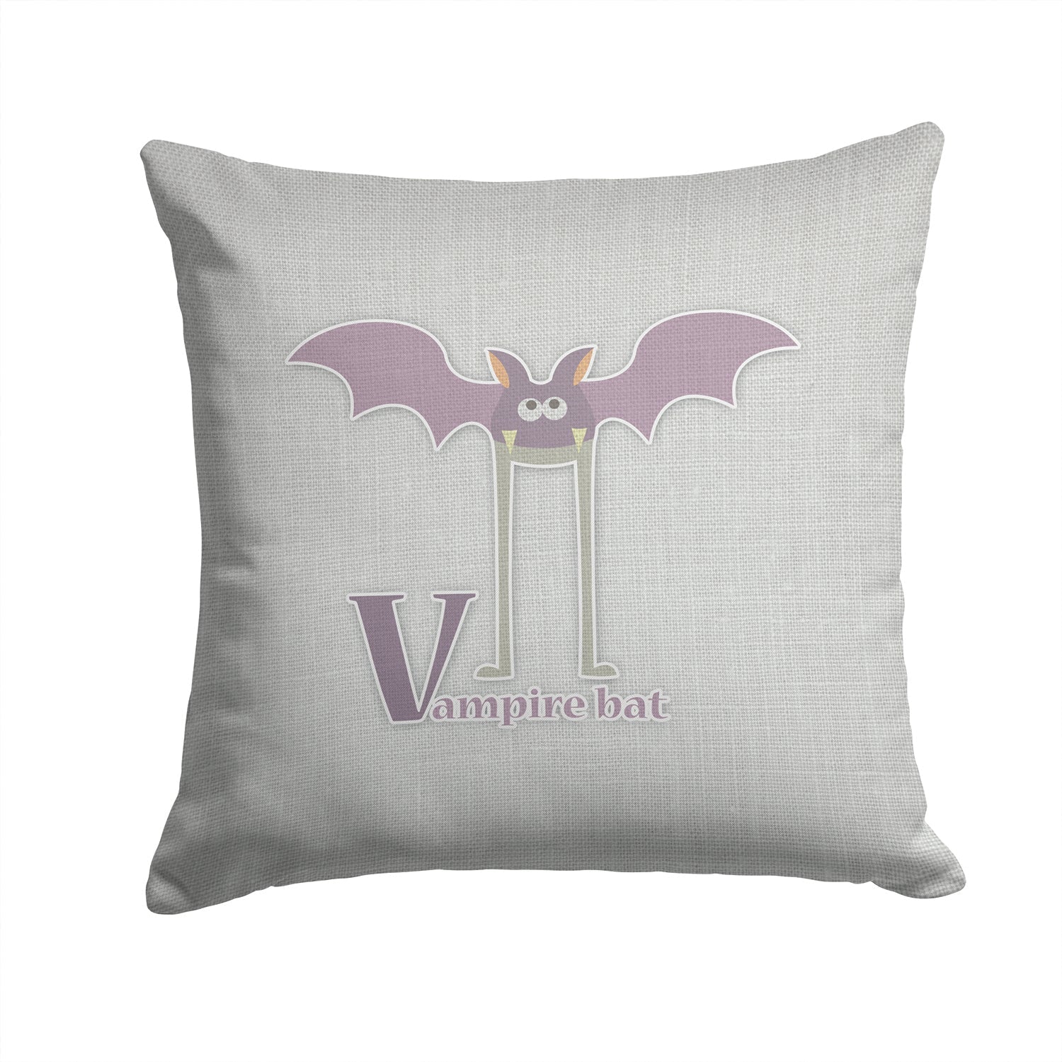 Alphabet V for Vampire Bat Decorative Throw Pillow 14x14 Indoor Outdoor Accent Cushion, Fabric Cover with Insert for Sofa, Bed, Porch & Living Room