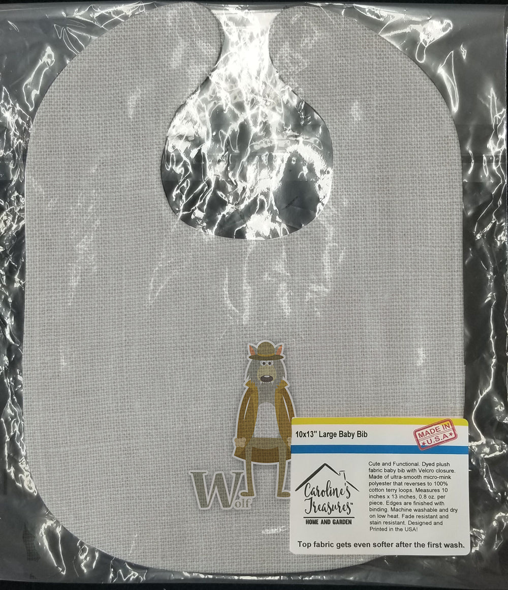 Alphabet W for Wolf Baby Bib Easy-Clean Baby Bib Baby Feeding Accessory Baby Mealtime Essential, 10 x 13, Multicolor
