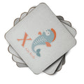 Alphabet X for Xray Fish Foam Coasters Set of 4 Cup Coasters for Indoor Outdoor, Tabletop Protection, Anti Slip, Mouse pad Material