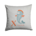 Alphabet X for Xray Fish Decorative Throw Pillow 14x14 Indoor Outdoor Accent Cushion, Fabric Cover with Insert for Sofa, Bed, Porch & Living Room