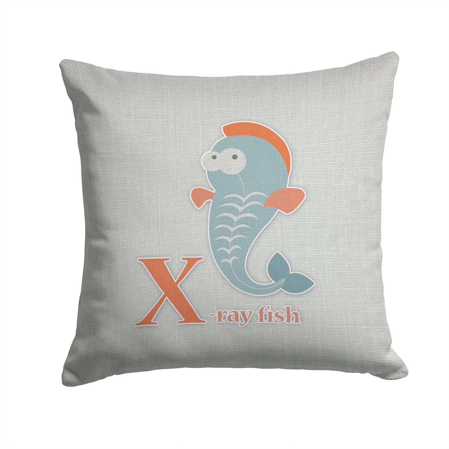 Alphabet X for Xray Fish Decorative Throw Pillow 14x14 Indoor Outdoor Accent Cushion, Fabric Cover with Insert for Sofa, Bed, Porch & Living Room