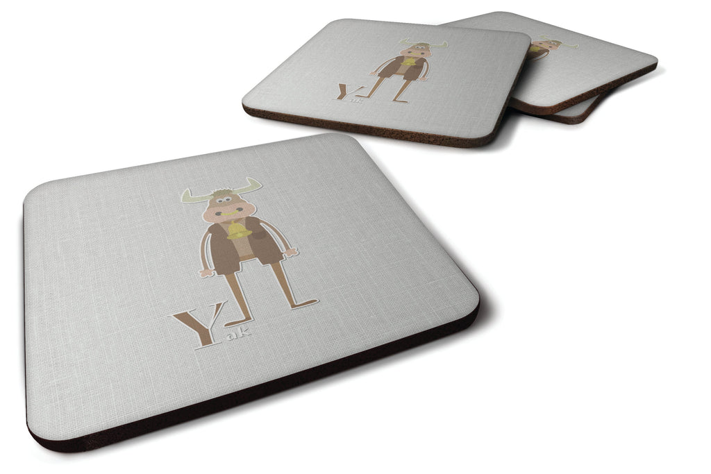 Alphabet Y for Yak Foam Coasters Set of 4 Cup Coasters for Indoor Outdoor, Tabletop Protection, Anti Slip, Mouse pad Material