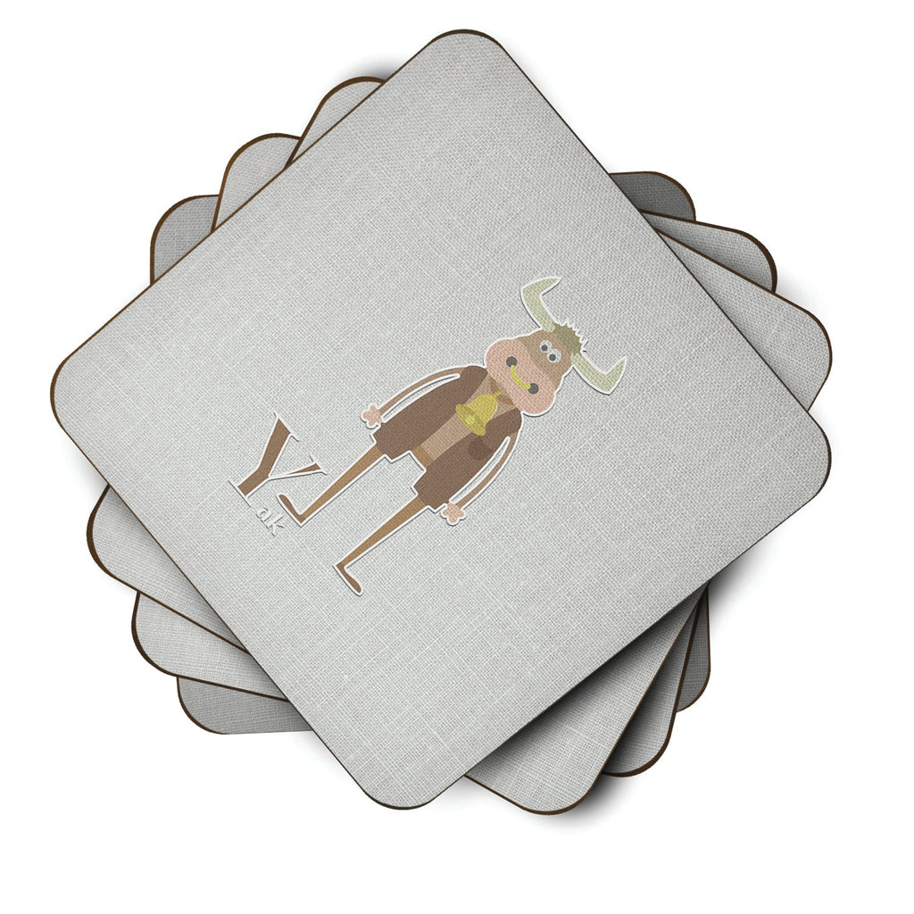 Alphabet Y for Yak Foam Coasters Set of 4 Cup Coasters for Indoor Outdoor, Tabletop Protection, Anti Slip, Mouse pad Material