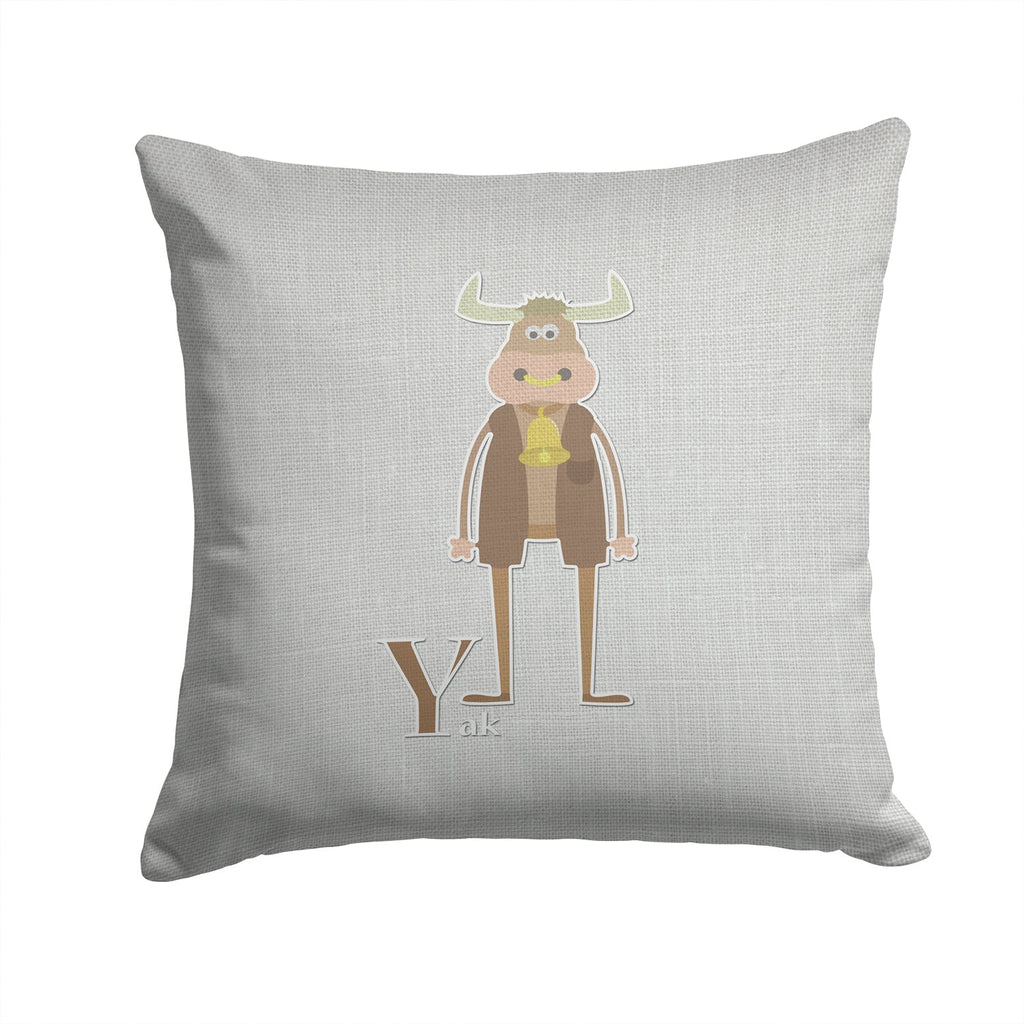 Alphabet Y for Yak Decorative Throw Pillow 14x14 Indoor Outdoor Accent Cushion, Fabric Cover with Insert for Sofa, Bed, Porch & Living Room