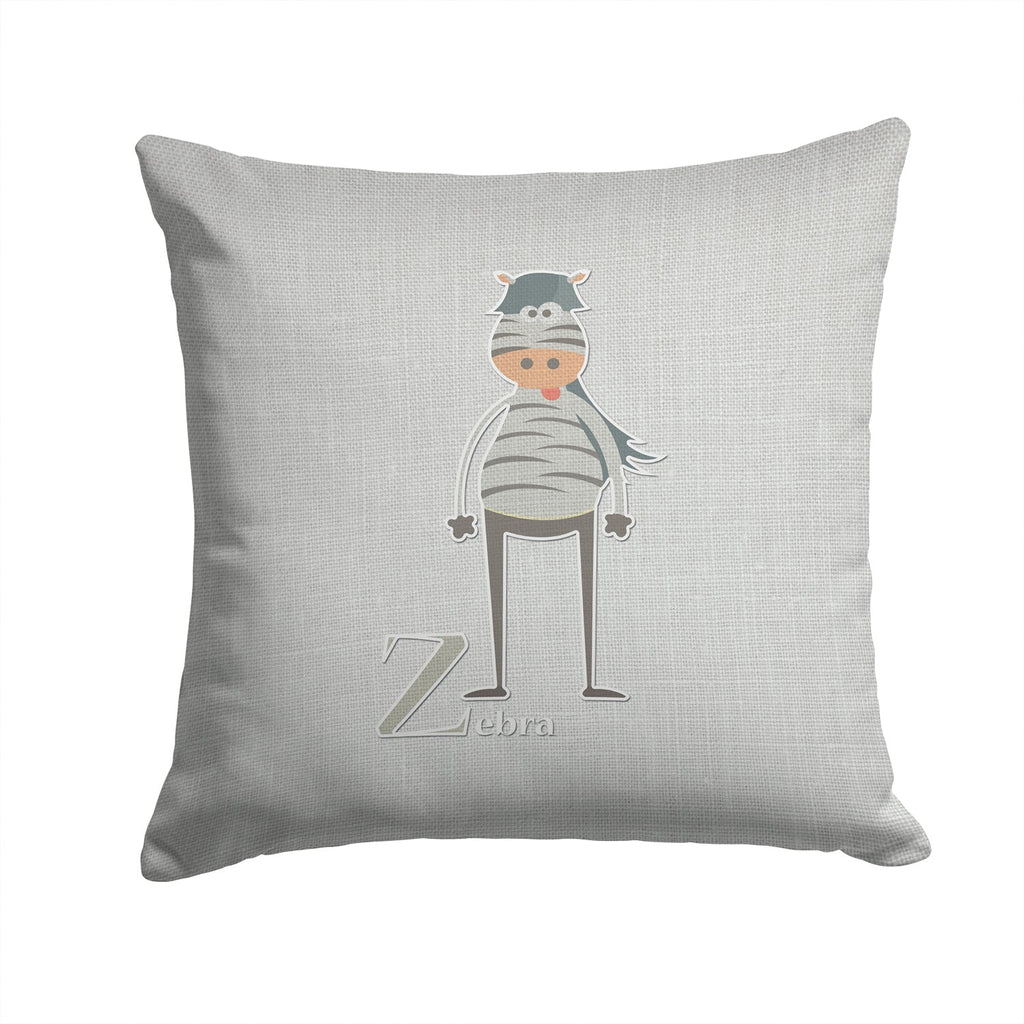 Alphabet Z for Zebra Decorative Throw Pillow 14x14 Indoor Outdoor Accent Cushion, Fabric Cover with Insert for Sofa, Bed, Porch & Living Room