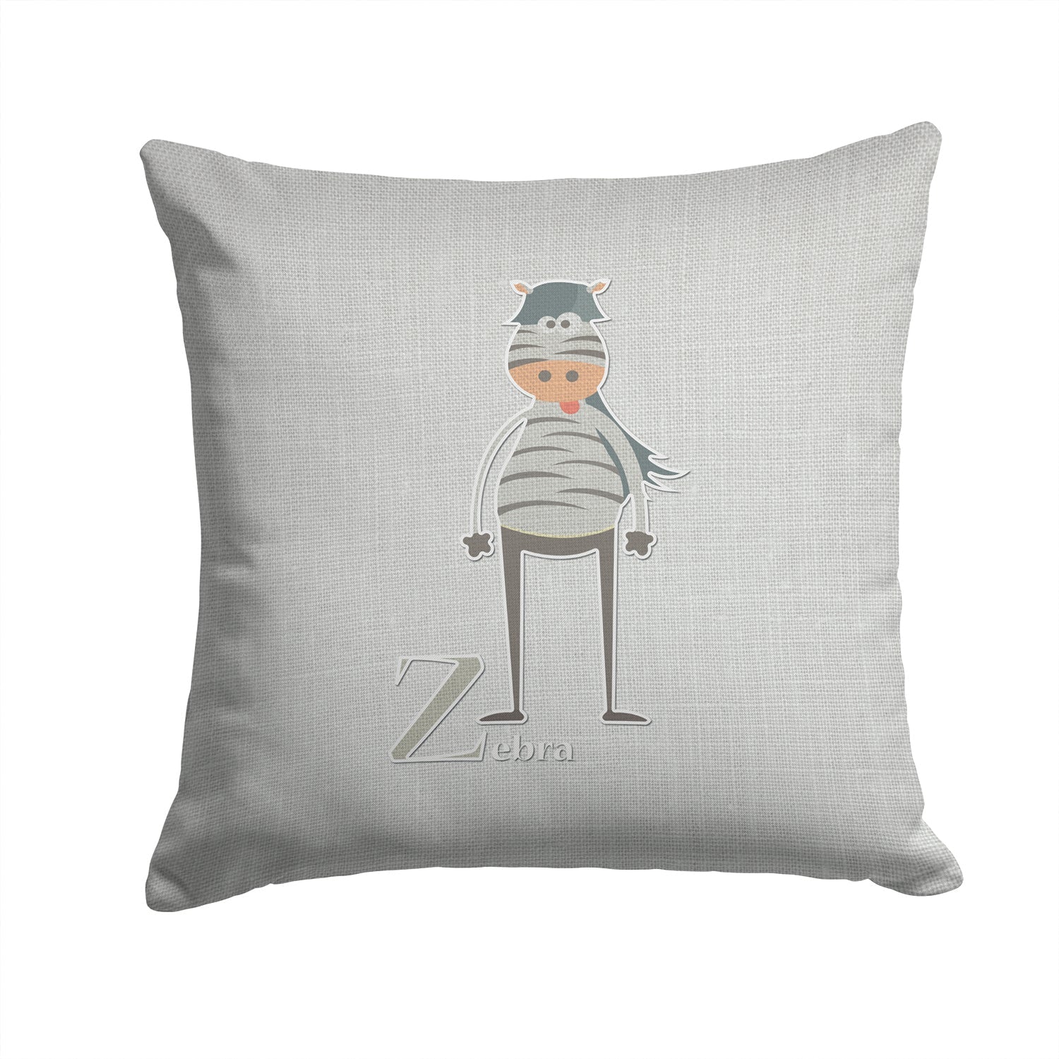 Alphabet Z for Zebra Decorative Throw Pillow 14x14 Indoor Outdoor Accent Cushion, Fabric Cover with Insert for Sofa, Bed, Porch & Living Room