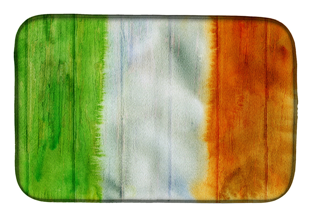 Irish Flag on Wood Dish Drying Mat Absorbent Dish Drying Mat Pad for Kitchen Counter Dish Drainer Mat for Countertop, 14 x 21", Multicolor