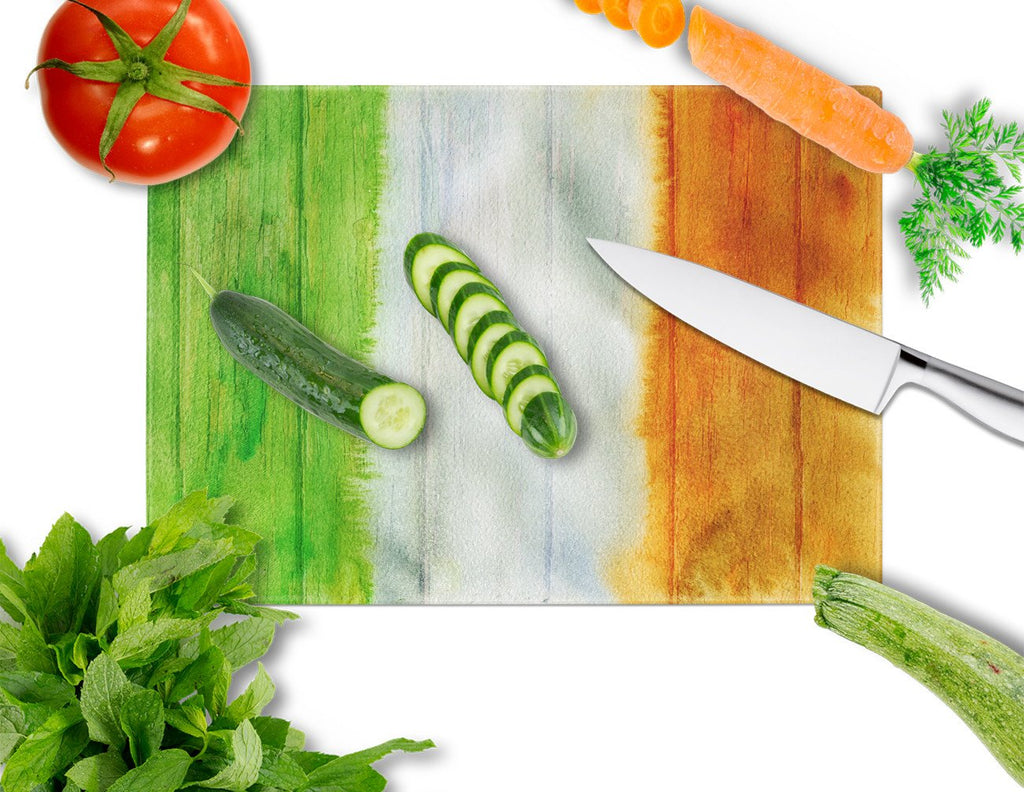 Irish Flag on Wood Cutting Board Tempered Glass Kitchen Cutting Surface, Heat Resistant Chopping, Non-Slip Feet, Food Prep & Serving