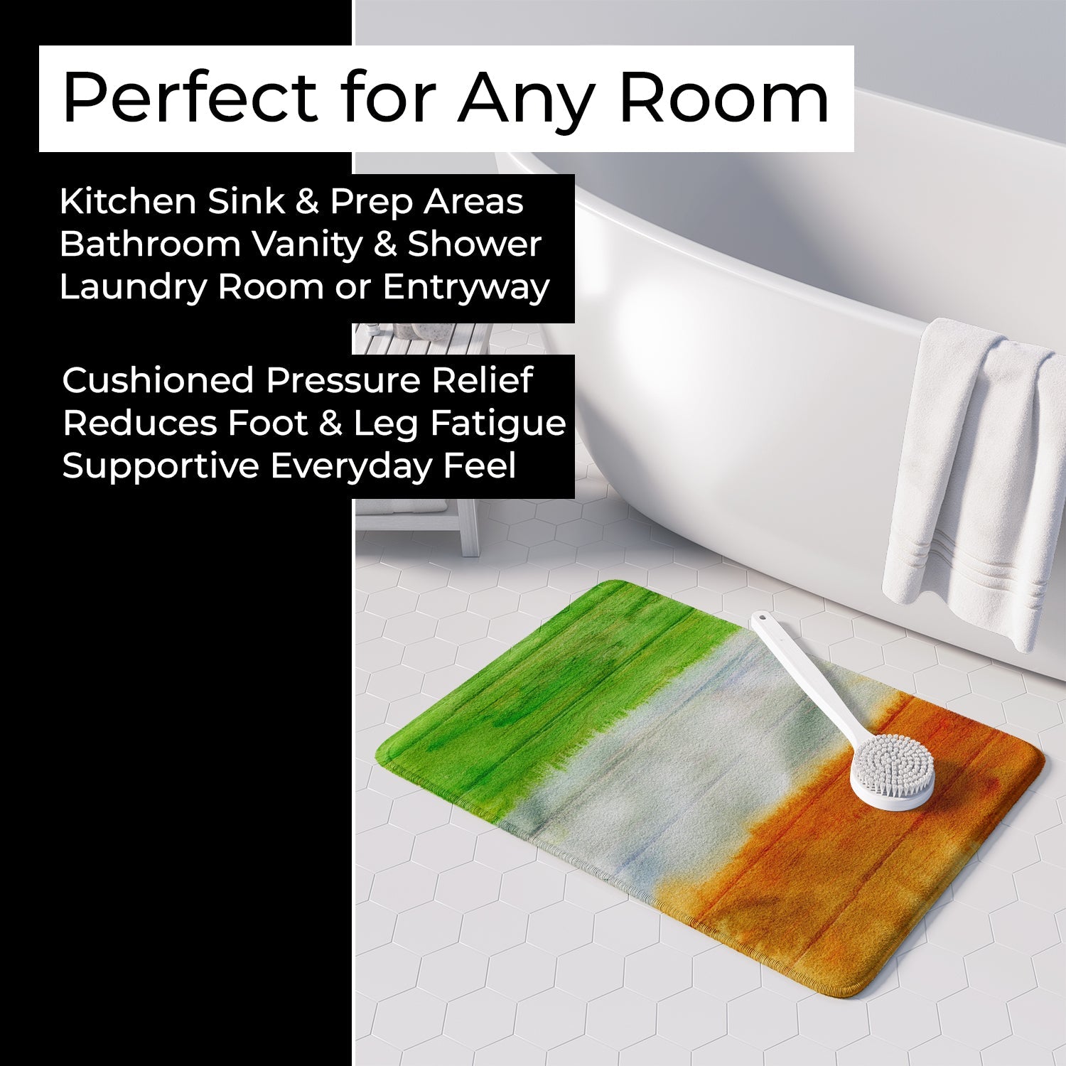 Irish Flag on Wood Memory Foam Kitchen Mat Machine Washable Anti-Fatigue Cushion Comfort Bath or Kitchen Rug