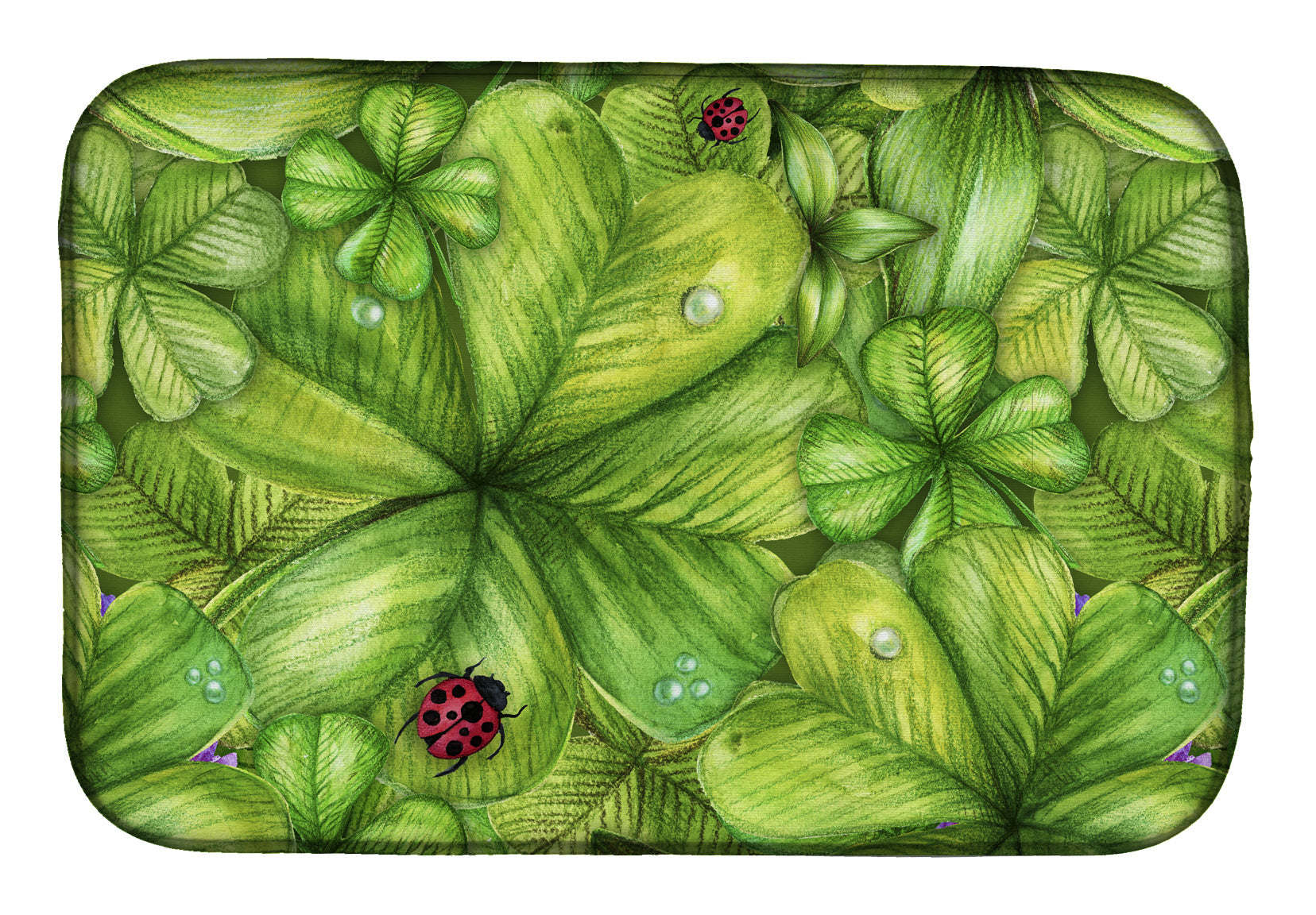 Shamrocks and Lady bugs Dish Drying Mat Absorbent Dish Drying Mat Pad for Kitchen Counter Dish Drainer Mat for Countertop, 14 x 21", Multicolor