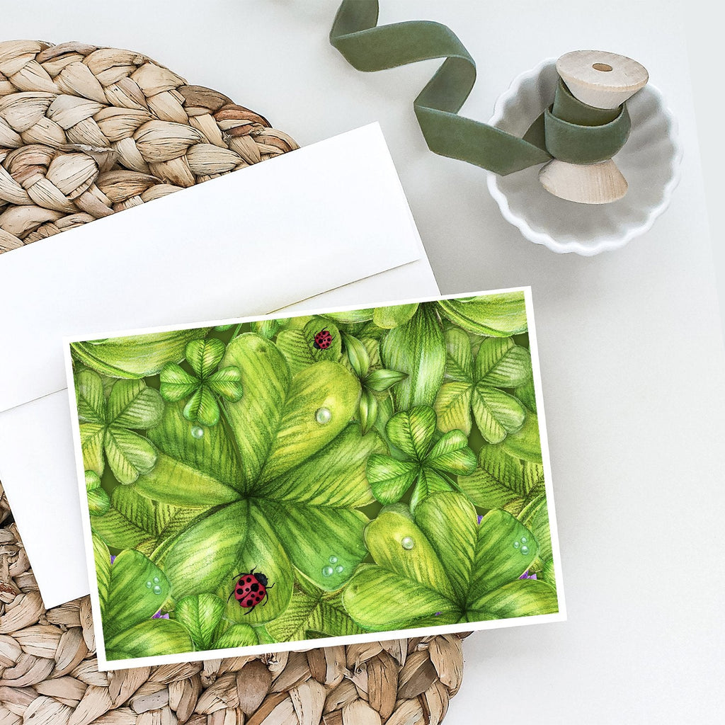 Shamrocks and Lady bugs Greeting Cards Pack of 8 Blank Cards with Envelopes Whimsical A7 Size 5x7