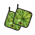 Shamrocks and Lady bugs Pot Holder Set of 2 Heat Resistant Quilted Hot Pads 7.5 x 7.5 Inch, Insulated Kitchen Trivets for Cooking & Baking