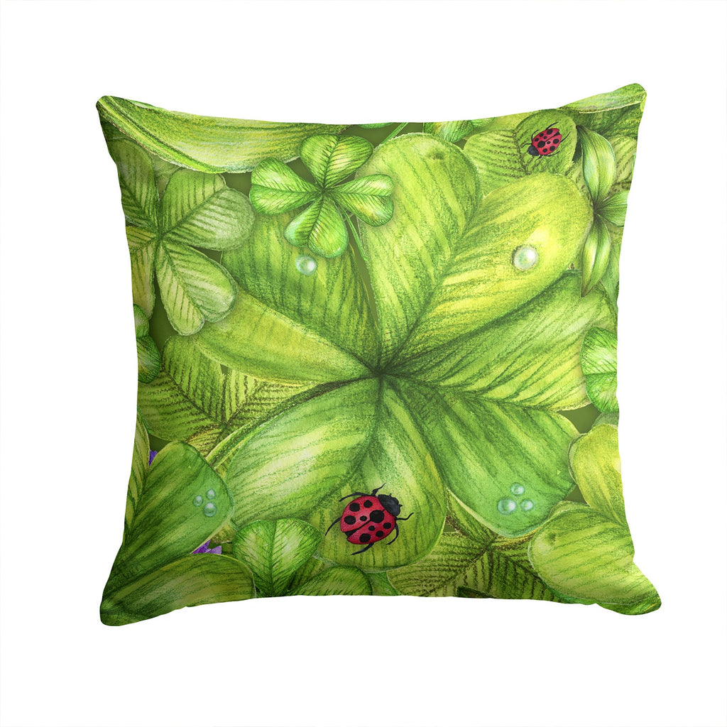 Shamrocks and Lady bugs Decorative Throw Pillow 14x14 Indoor Outdoor Accent Cushion, Fabric Cover with Insert for Sofa, Bed, Porch & Living Room