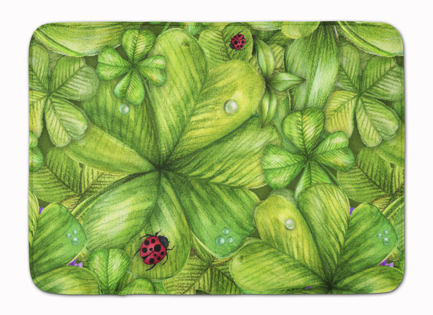 Shamrocks and Lady bugs Memory Foam Kitchen Mat Machine Washable Anti-Fatigue Cushion Comfort Bath or Kitchen Rug